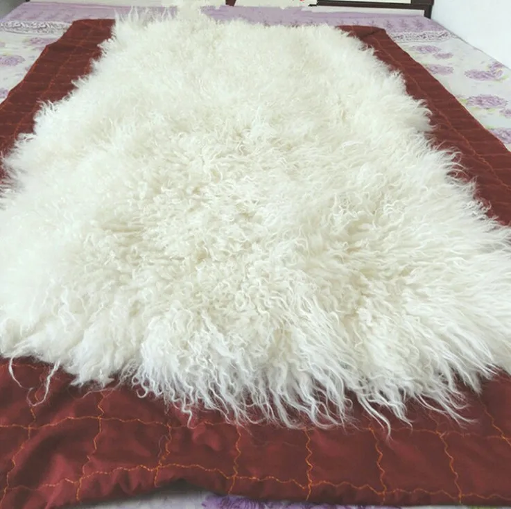 

Hight Quanlity Genuine Lamb Long Curly Sheep Fur Mat/Cushion 50cm*105cm