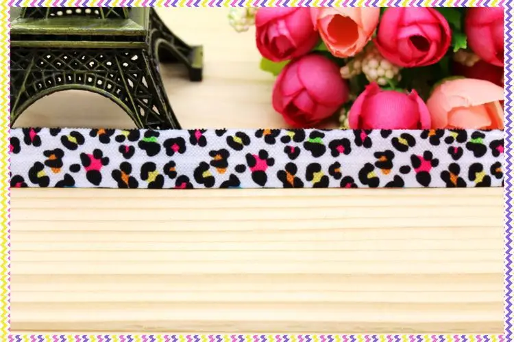 5/8 inch  Elastic FOE leopard printed headband headwear diy hair band wholesale OEM H4269