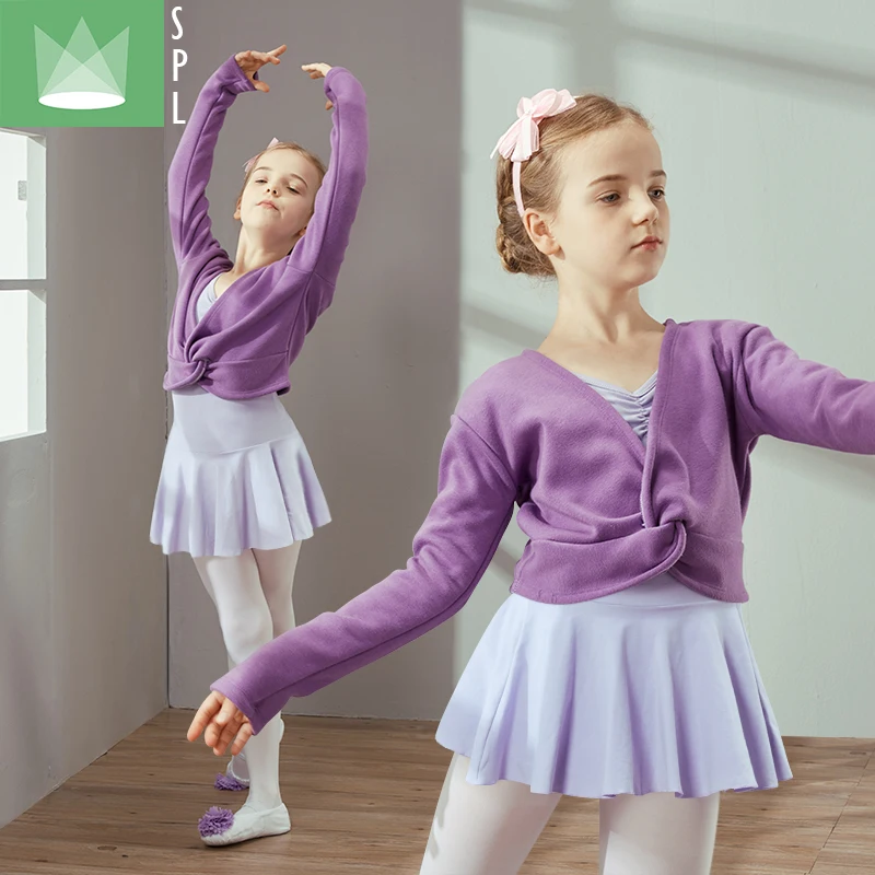 

Children's Dance Costume Girls Ballet Dancing Suit 2 Pcs Top and Jumpsuit Long Sleeved Cashmere Dancing Clothes 2 pcs B-4638