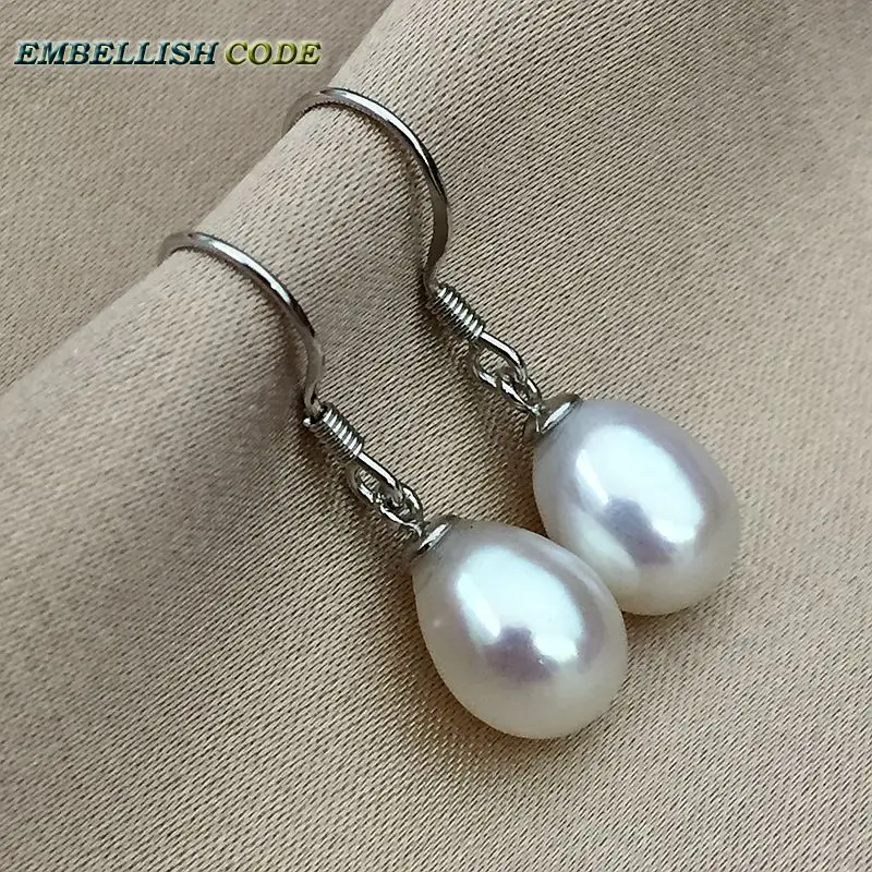 

charming Classic simple stely hook dangle earrings natural Cultured flawless fine pearl white pink black color Lustrous for gift