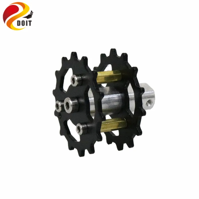 DOIT ブラックアルミ合金ベアリングホイール駆動輪追跡ロボットタイヤ DIY タンク車シャーシアクセサリー