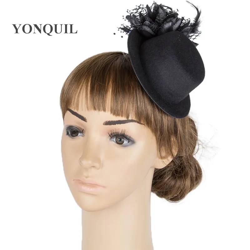 

Free Shipping Retail And Wholesale 10Color High Quality Mini Top Fascinator Hats With Silk Flower Bridal Hair Accessories MYQ071