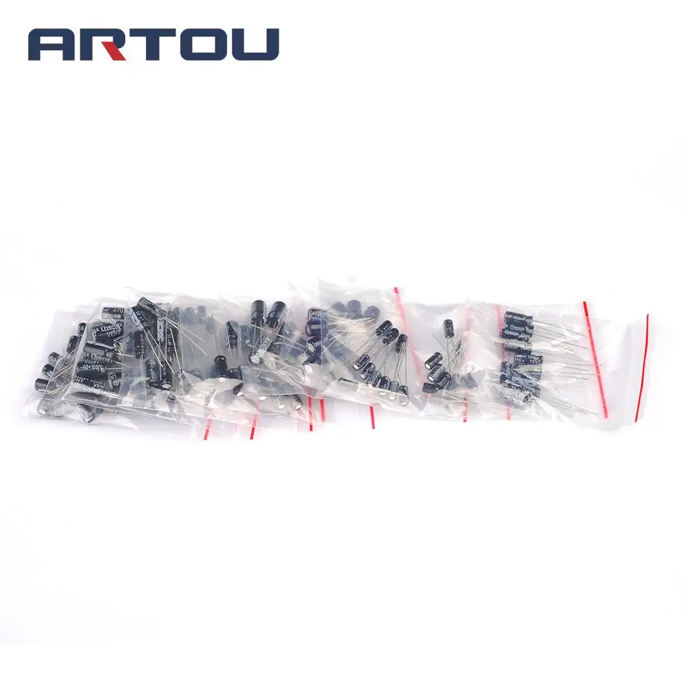 240PCS/2Packs 120PCS=12values *10pcs  1uF to 470uF Aluminum Electrolytic Capacitor Assortment kit