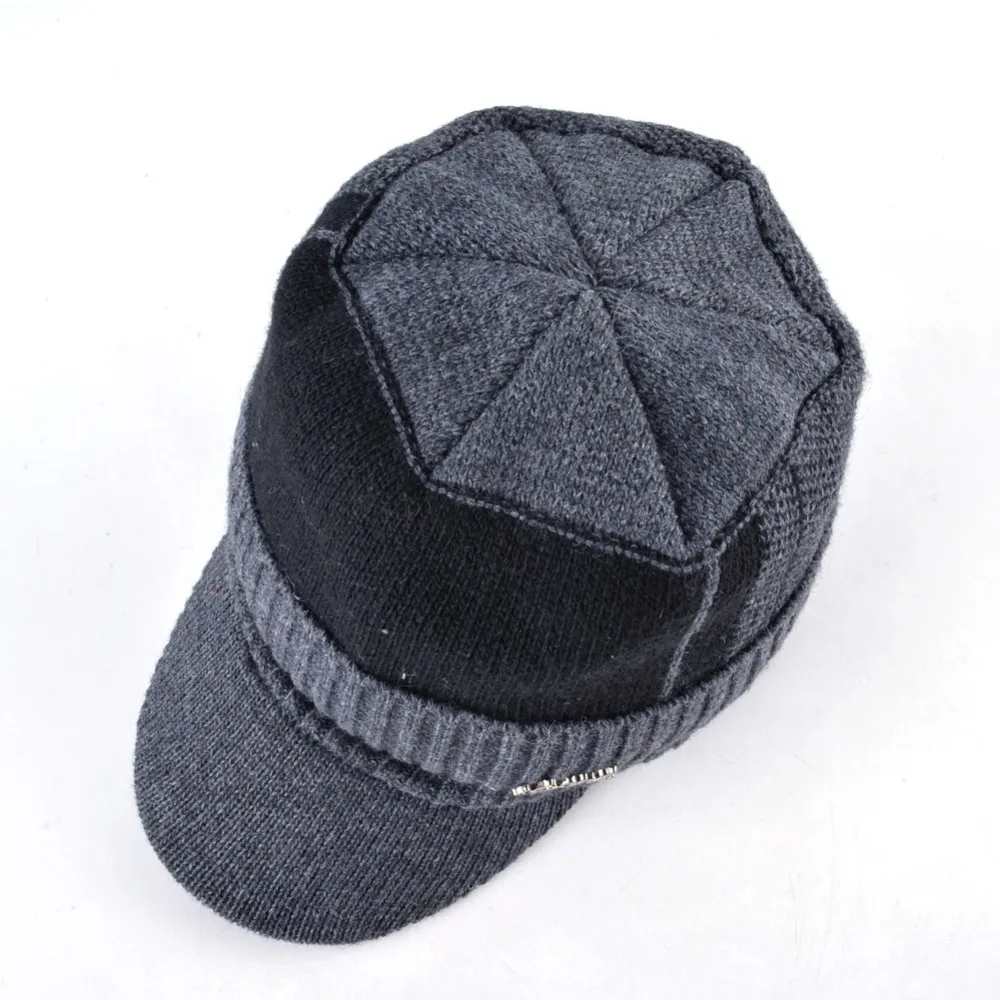 Tqmsmyウィンターミリタリーハットメンズボーンベースボールキャップメンズニットウールキャップダブルレイヤーウォームゴロススカーフハットセット