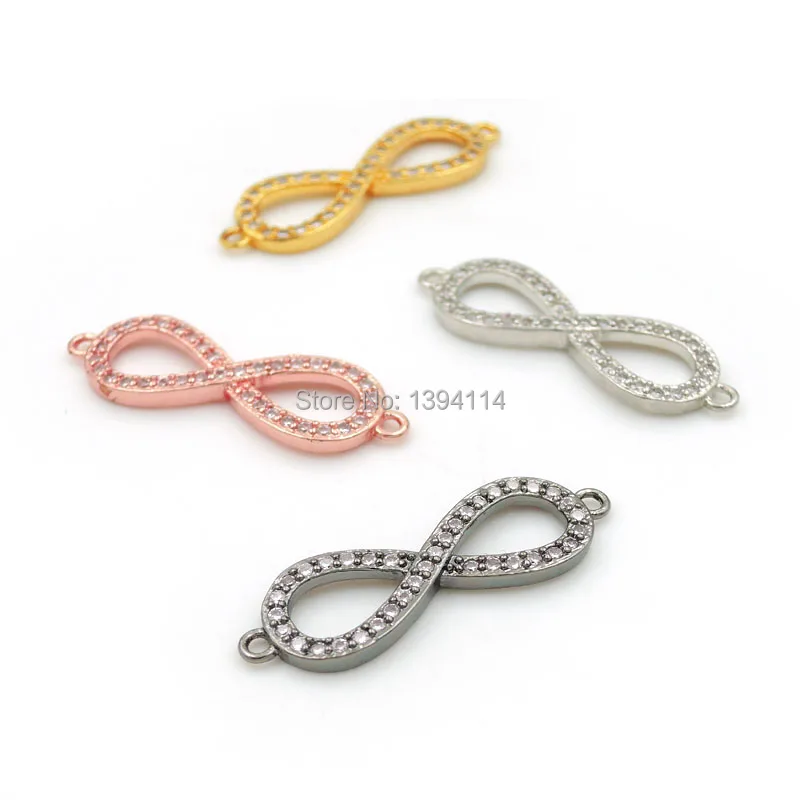 

28*9*2mm Micro Pave Clear CZ Infinity Symbol Connector Fit For Women As DIY Bracelets Accessory