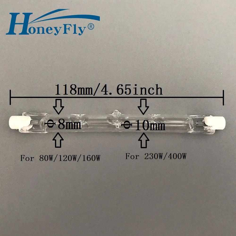 

HoneyFly 5 шт. J118 галогенные лампы, лампа Energy C 220 в 80 Вт 120 Вт R7S, двухсторонняя нить, прожексветильник, кварцевая трубка