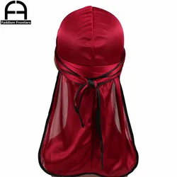 Neue Mode herren Satin Durags Biker Headwear Schädel Kappe Bandana Männer Seidige Durag Doo Lappen Turban Hut Stirnband Haar zubehör