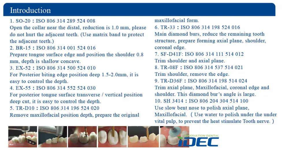 Dentária brocas dentárias kit, cerâmica, coroas de zircônia, brocas, prática odontológica, 10pcs/kit