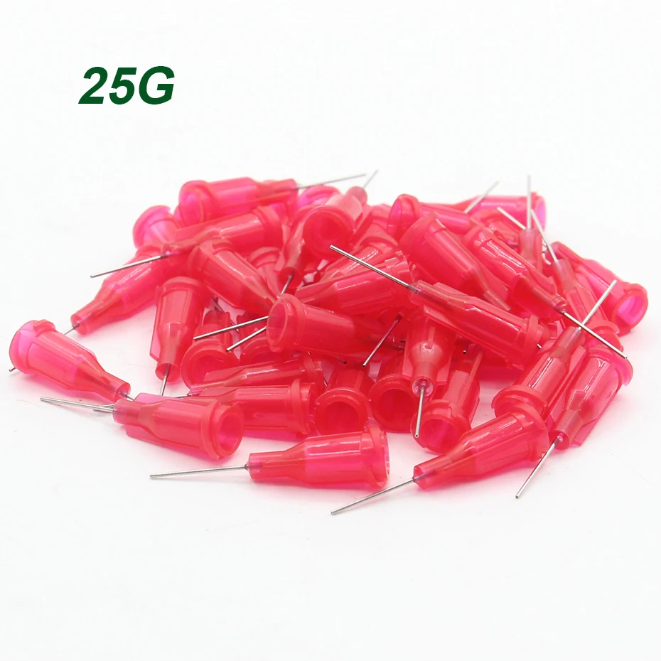 100pcs 25G Precision passivated S.S. Dispense Tip with PP Safetylok hub, 0.5