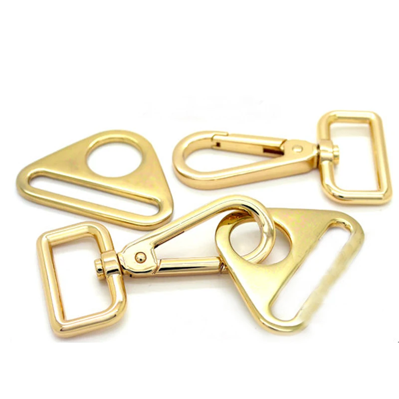 20 sets Gold Swivel Push Gate Snap Hooks Lobster Claw Clasp come with Triangle Rings