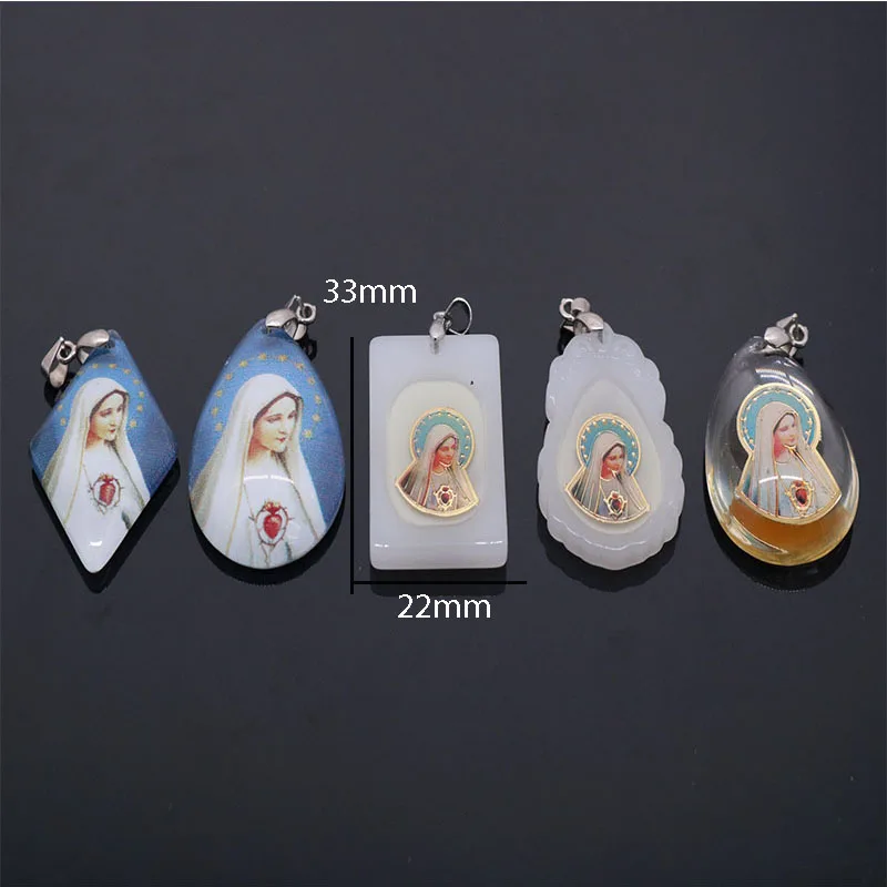 

50 pieces, Catholic Stars Virgin Mary Medal Jewelry Pendant. Glamour five-star blue Virgin Mary jewelry medal gift