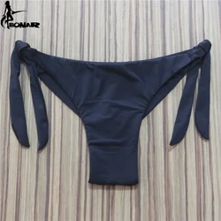 2022 Sexy Solid Thong Bikini Braziliaanse Cut Badmode Vrouwen Bottom Verstelbare Slips Badpak Slipje Ondergoed Thong Badpak