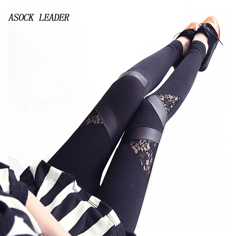 Women Pants Summer / Autumn Cotton Fight Leather Lace Hollow Fashion Women Leggings S-XL Pants For Girls Pants  Leggings