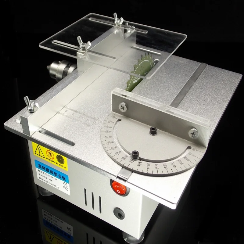 Mini Table Saw Handmade Woodworking Bench Saw DIY Hobby Model Cutting Tool 7000RPM with Power Adapter Saw Blade Tools DC12-24V