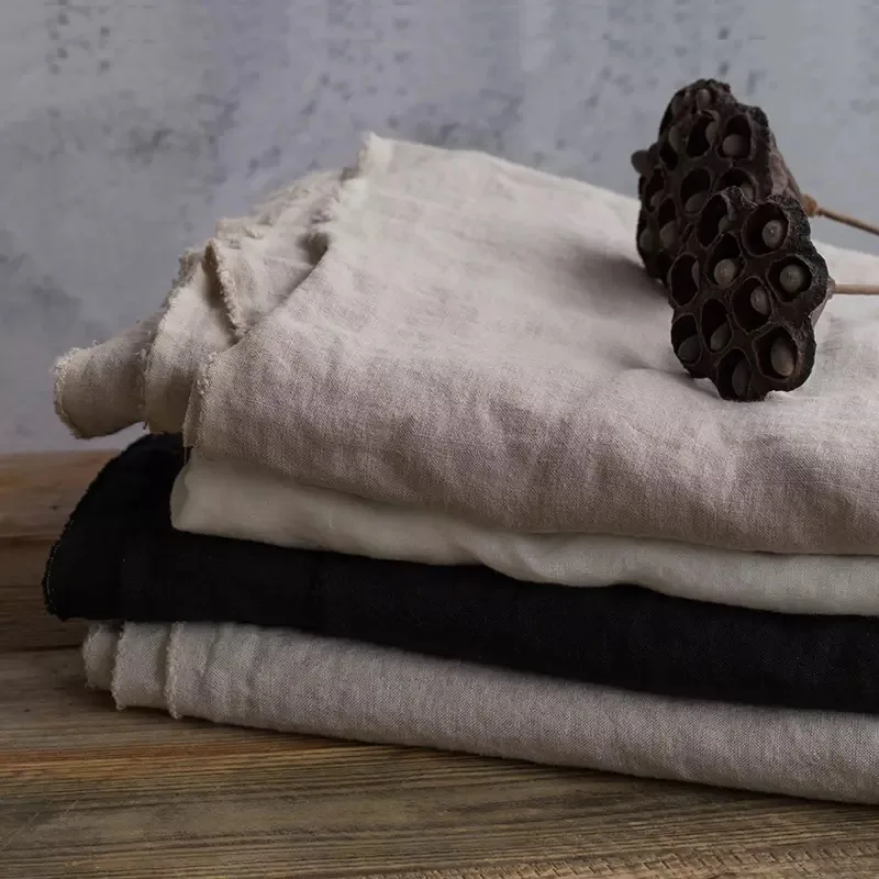 HD1052 , 100% Linen, Thick Fabric , Stone Sand Washed Linen Fabric, For Pants Jack, Ivory Gray Blue Black Colors
