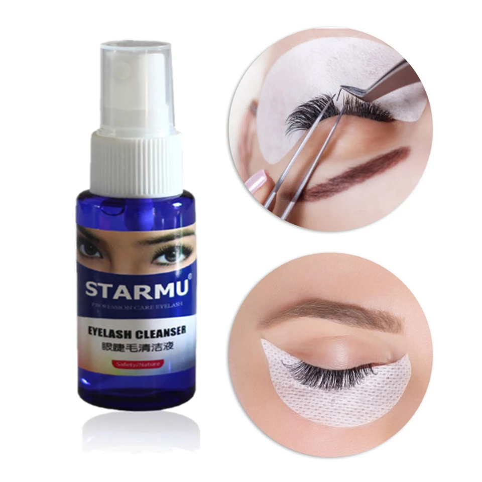 30ml/bottle Eyelash Cleaner Primer for False Eyelash Extension Remove Oil Clean Eyelash Liquid Cleanser Tool Home Salon Use