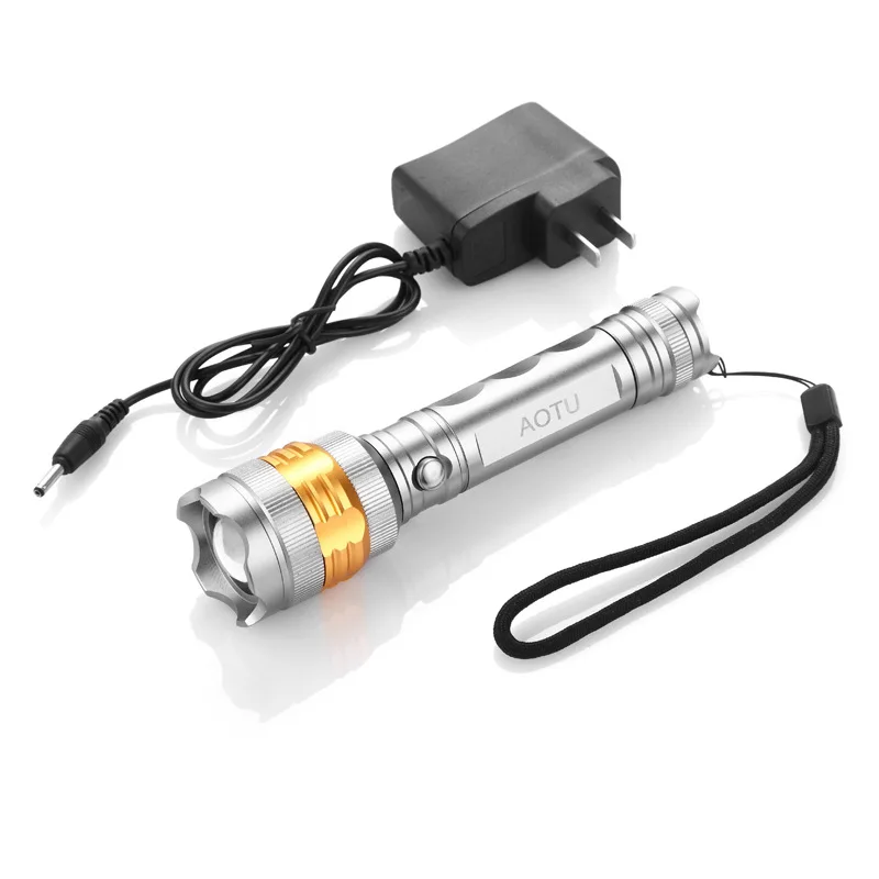 LED flashlight long-range 200 meters outdoor rechargeable self-defense hunting 18650 tactical light camping