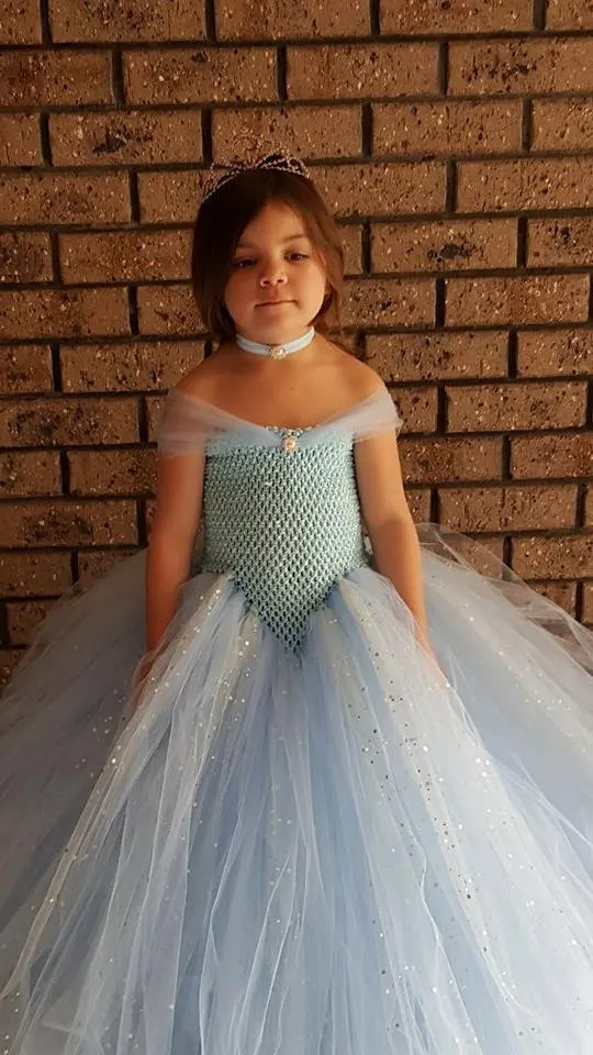 Glittery Light Blue Tulle Girls Party Tutu Dress Stunning Blue Glittery Ball Gown Kids Girls Dress Flower Girl Dress for Wedding