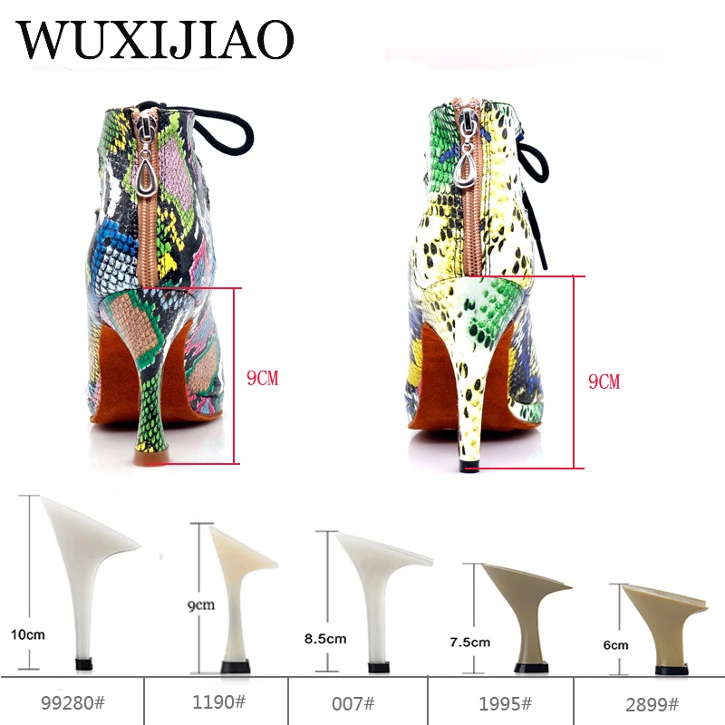 WUXIJIAO scarpe da ballo per le donne scarpe da ballo Latino scarpe di tendenza di serpente texture di Salsa scarpe da ballo HEEL5CM-10CM