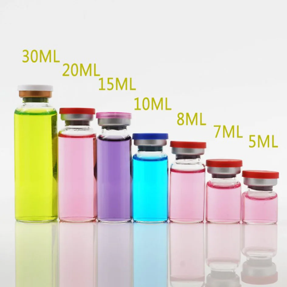 4ml 5ml 6ml 8ml 10ml 12ml 15ml 20ml 30ml Amber clear Injection Glass Vial &Flip Off Cap small glass medicine bottles