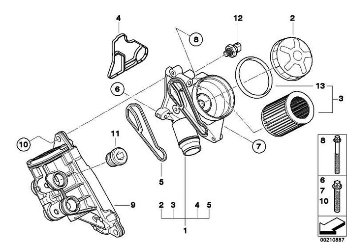 Oil Filter Housing Gasket for BMW E60 E61 E90 E81 E90 E91 325i 325xi 330i 330xi 11427537293 11427525335