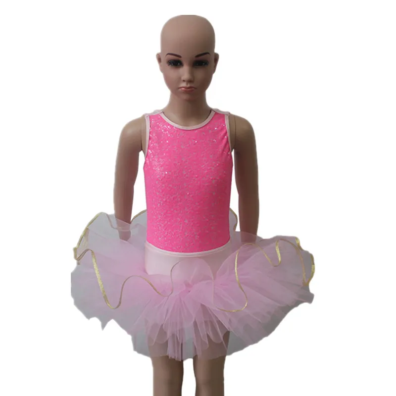 

Pink Ballet Tutu Dress Two pieces Sequin Nylon/Lycra Tank Leotard Tutu for Ladies and Girls Performance