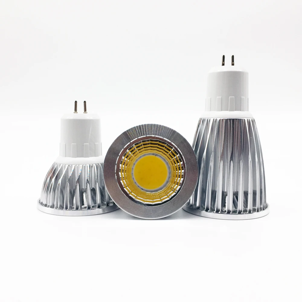 New High Power Lampada Led MR16 GU5.3 COB  6w 9w 12w Dimmable Led Cob Spotlight Warm Cool White MR 16 12V  Bulb Lamp GU 5.3 220V