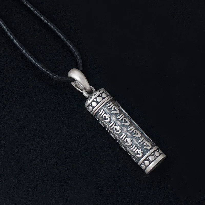 925 Sterling Silver Tibet Buddhism Surangama Mantra Pendants Necklaces Sanskrit Amulet Necklaces Storage Case Urn Ashes Jewelry