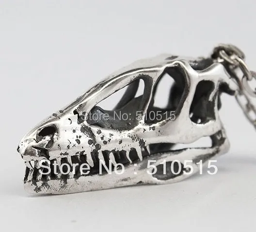 Goth Dinosaur Skull Necklace Dino Pendant Tyrannosaurus Rex Head Skull Cranium Gothic Jewelry