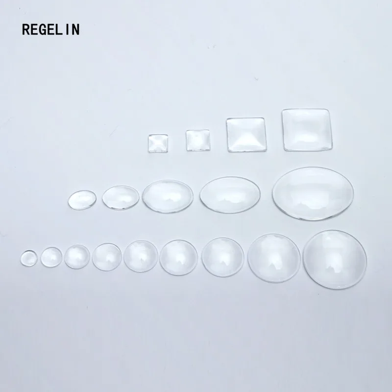 REGELIN 50pcs/lot 8-30mm Round/Oval/Square Flat Back Clear Glass Cabochon Transparent DIY Fashion Jewelry Promotion 2017 Fashion