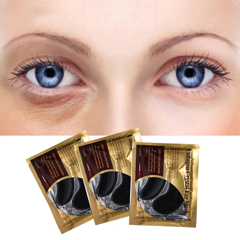 10pcs=5pair Black Collagen Eye Mask Crystal Eyelid Patch Anti Wrinkle Moisture Under Eye Dark Circle Remover Eye Pad Face Masks