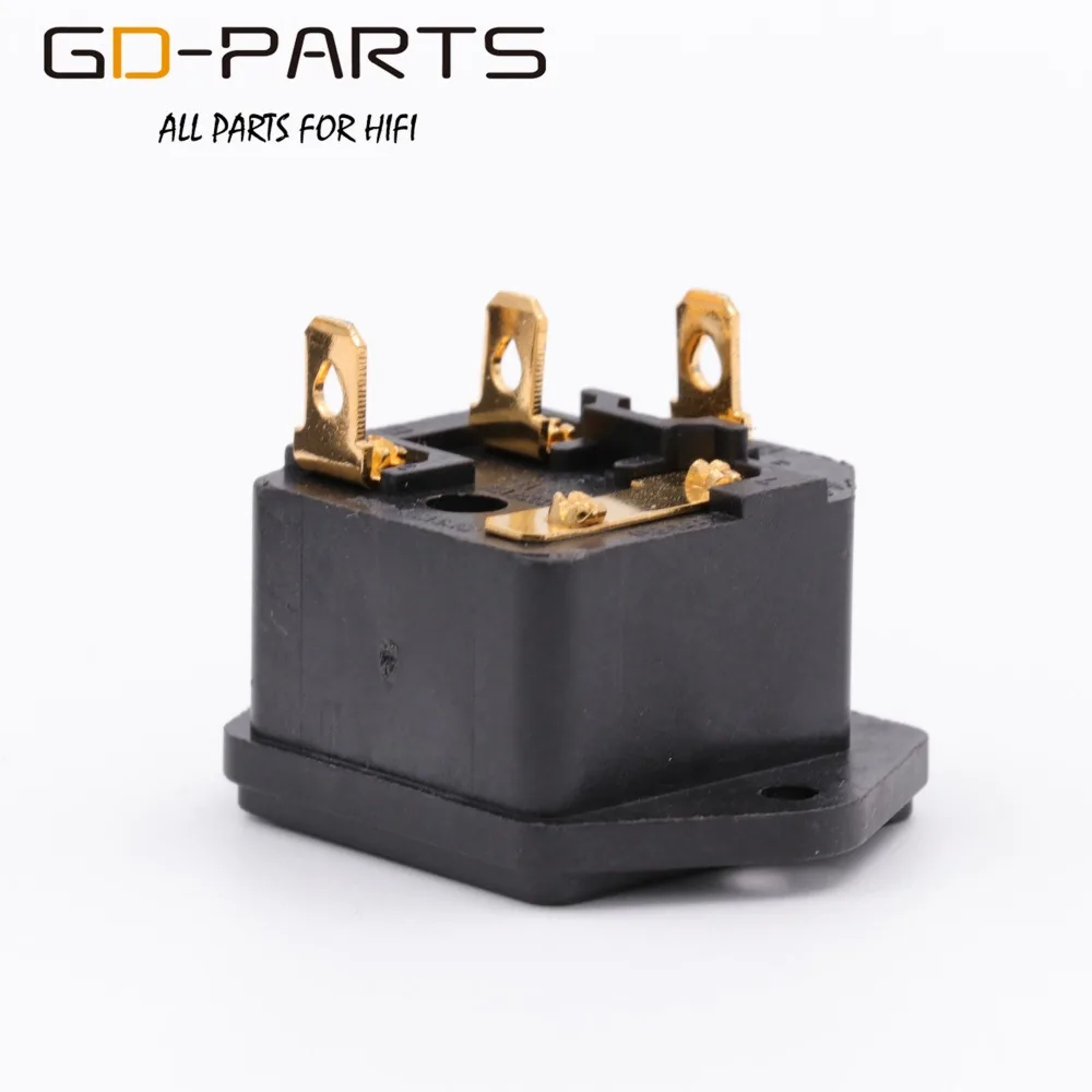 GD-PARTS IEC320 C14 AC Power Plug ซ็อกเก็ตฟิวส์ Holder ทองชุบทองเหลืองสายไฟ Inlet Hifi เสียง DIY AC250V 10A 1 PC