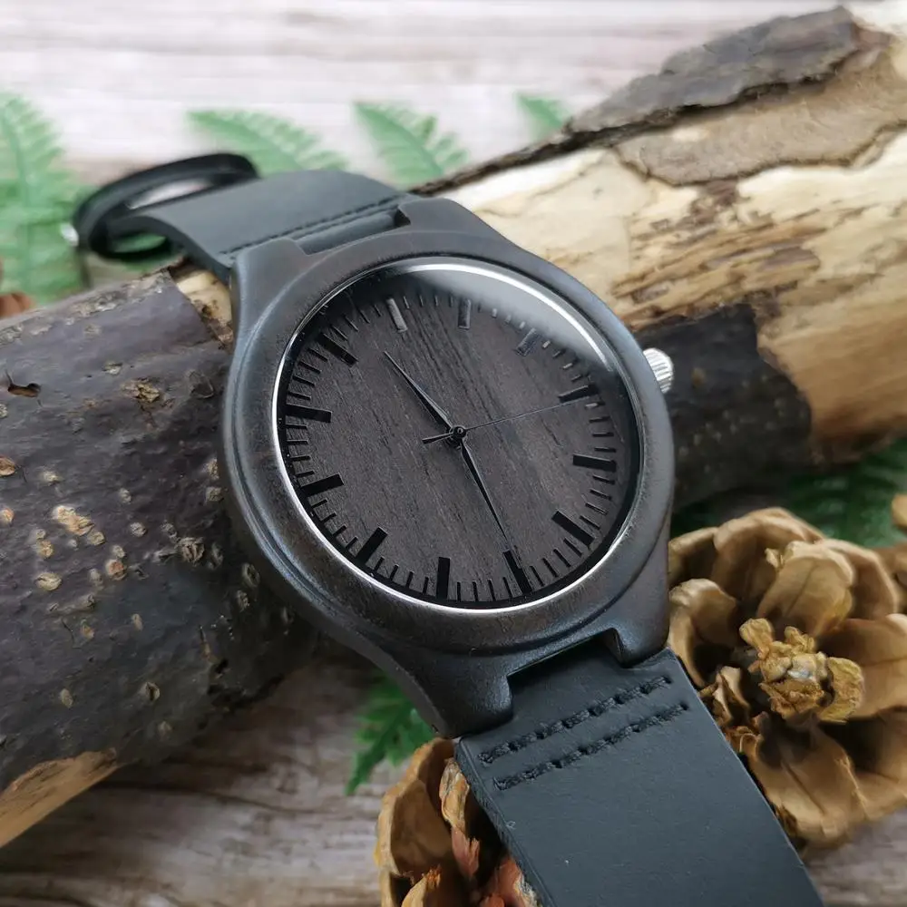 To My Boyfriend-Reloj de madera grabado, relojes de lujo para hombres, cumpleaños, vacaciones, aniversario, regalos militares para él, reloj de pulsera de ébano