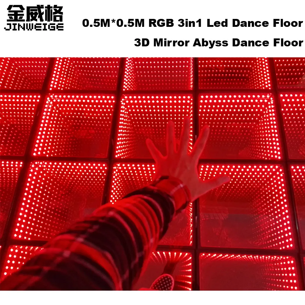 50*50CM RGB 3in1 3D Portable Mirror Led Dance Floor Tempered Glass Panel Colorful For Wedding Party