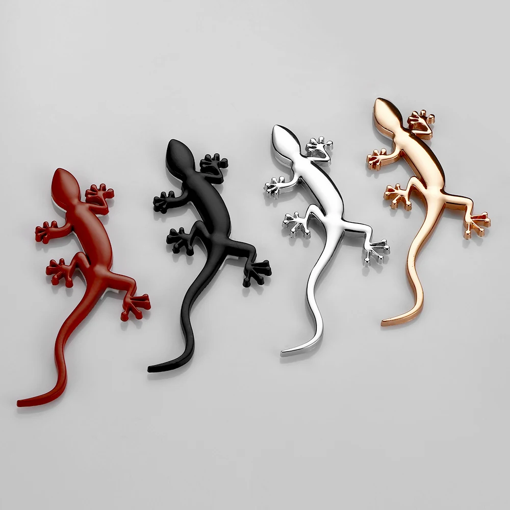 3D Metal Car Emblem Badge Stickers Gecko Zinc Alloy Chrome Decal Motorcycle Automobiles Decoration On Car Styling Accessories