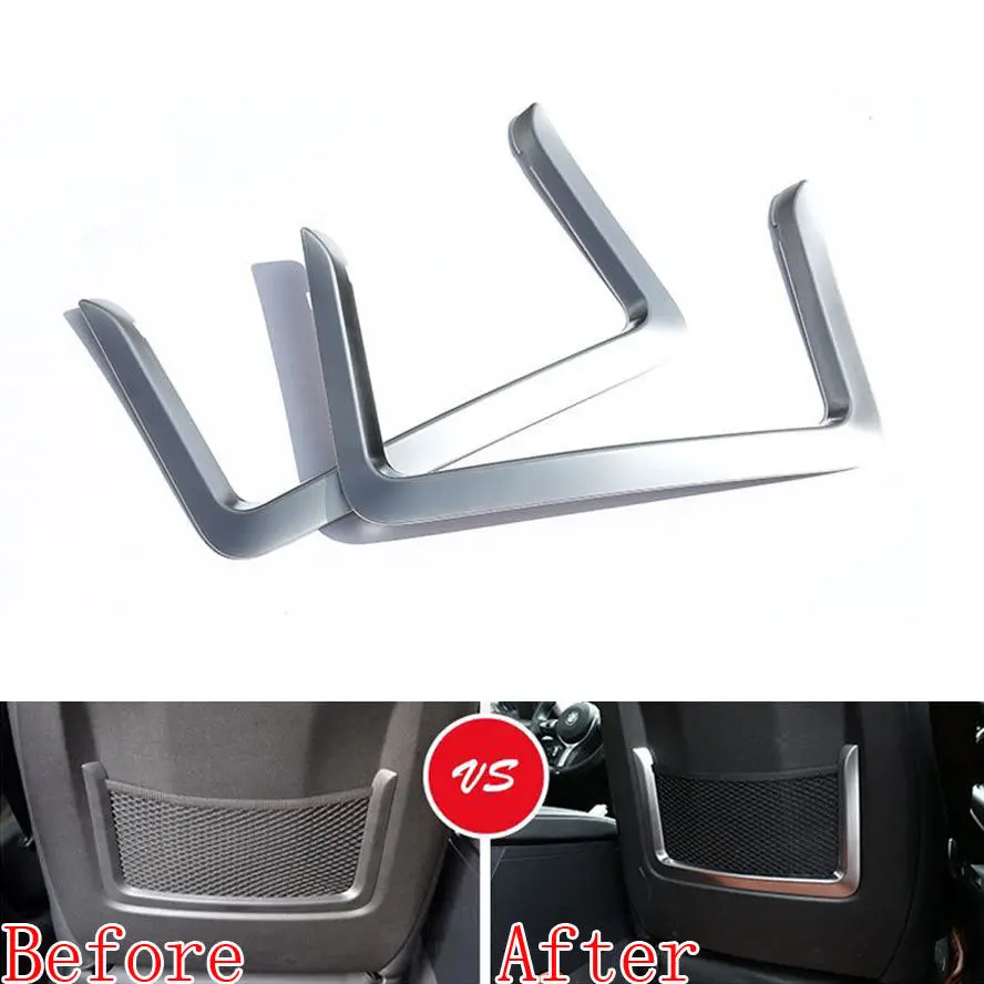 

2PCS Chrome ABS Car Seat Back Net Storage Bag Frame Trim Sticker Silver Luggage Pocket panel Cover For 2 3 4 Series 320li GT1