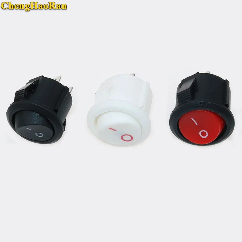 ChengHaoRan KCD1-2 16mm Diameter Small Round Boat Rocker Switch 3A 250V AC / 6A 125V AC 2 Pin ON-OFF Rocker Switch