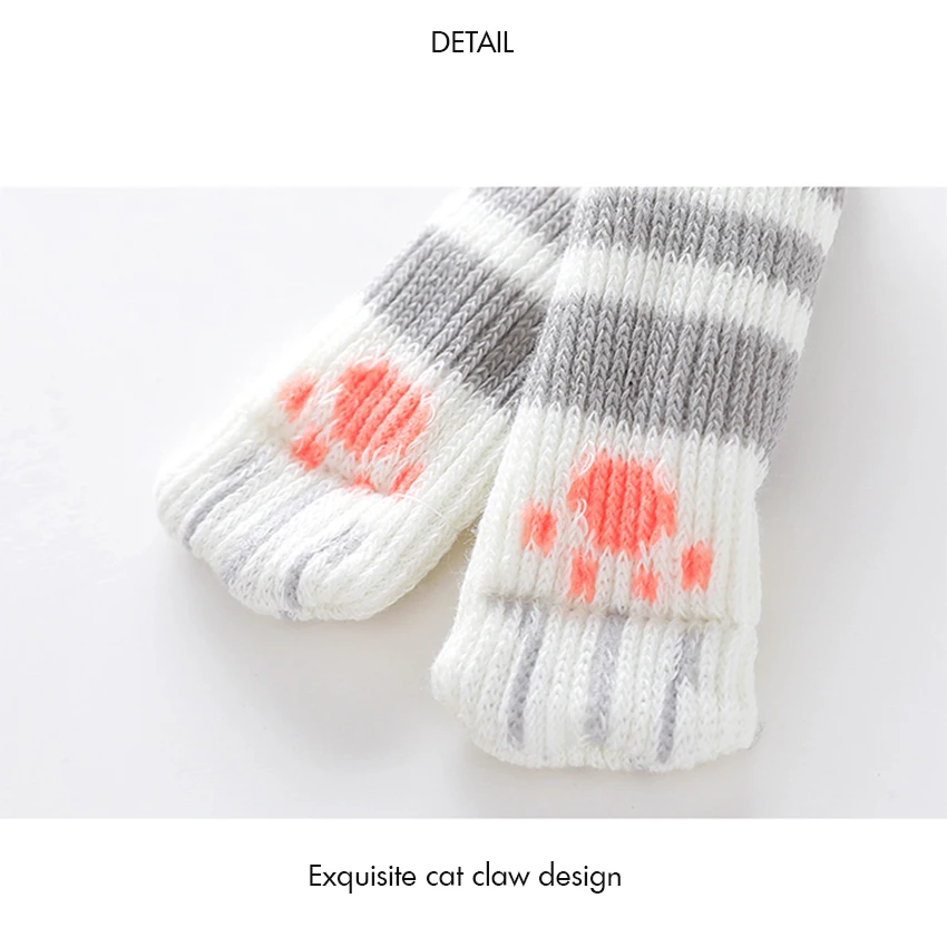 Protège-jambes de chaise en forme de griffe de chat, en tricot épais, chaussettes de chaise, protège-sol en bois dur, 4 pièces/lot