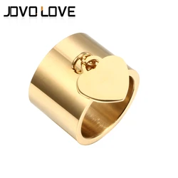 MSX Luxury Love Heart Tag Charm Rings Big Wide Stainless Steel Rings Vintage Forever Love Wedding Engagement Rings For Women Men