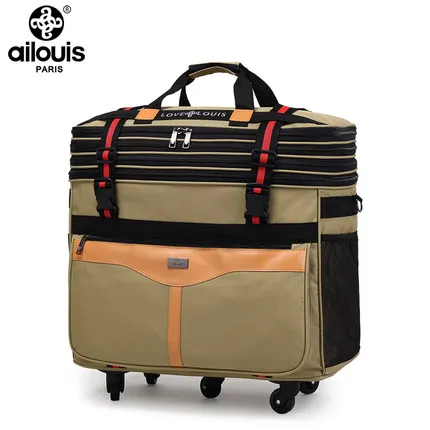 Imagem -03 - Grande Volume Dobrável Oxford Rolling Bagagem Bolsa no Exterior Folding Trolley Mala Travel Bolsa 32 36