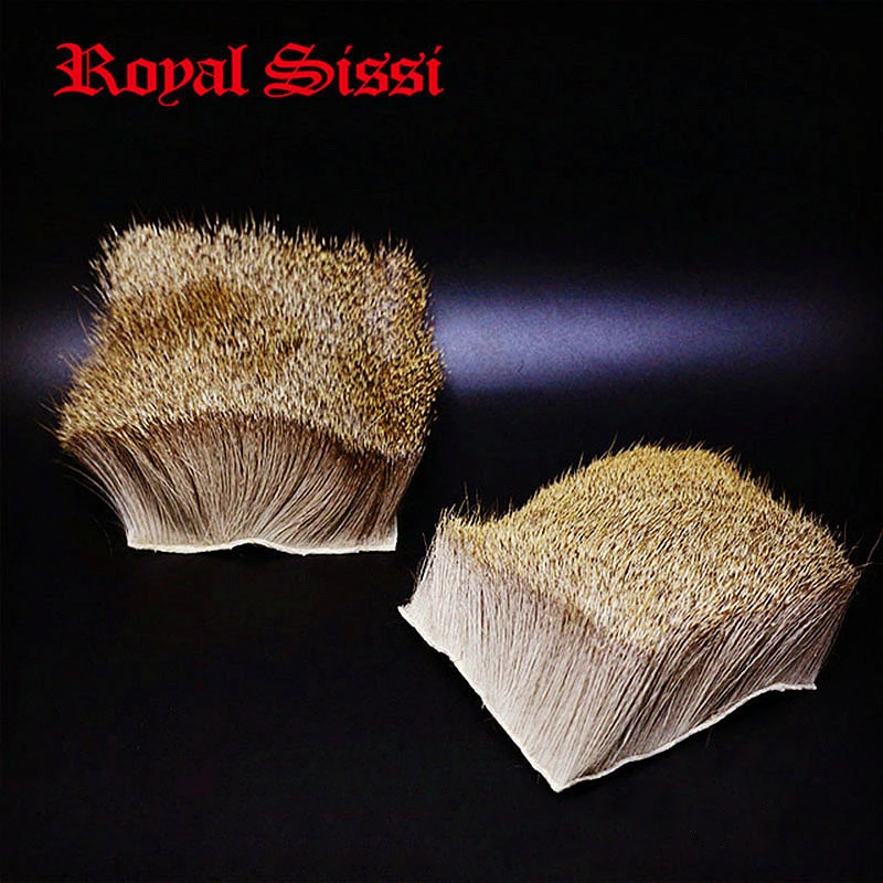 2pcs/lot bigger size 8cm*8cm deer body hair fur patch Elk Body Hair medium long deer hair caddis dry flies fly tying materials