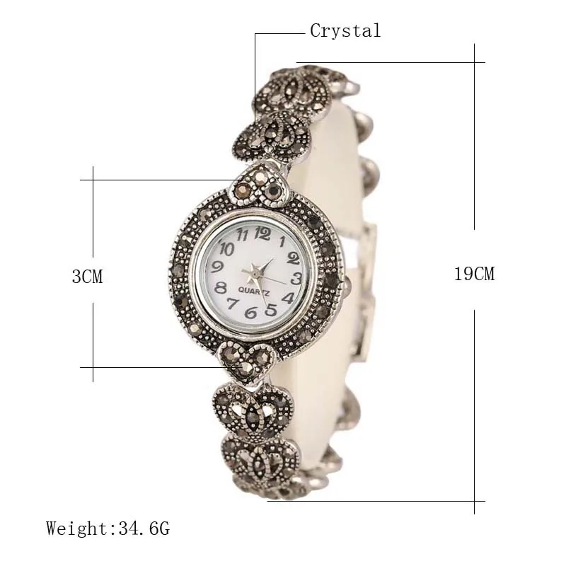 New 2021 Fashion Designer Promotion Tibetan Silver + Bangles + 26% Crystal Bracelet Wristwatch For Women