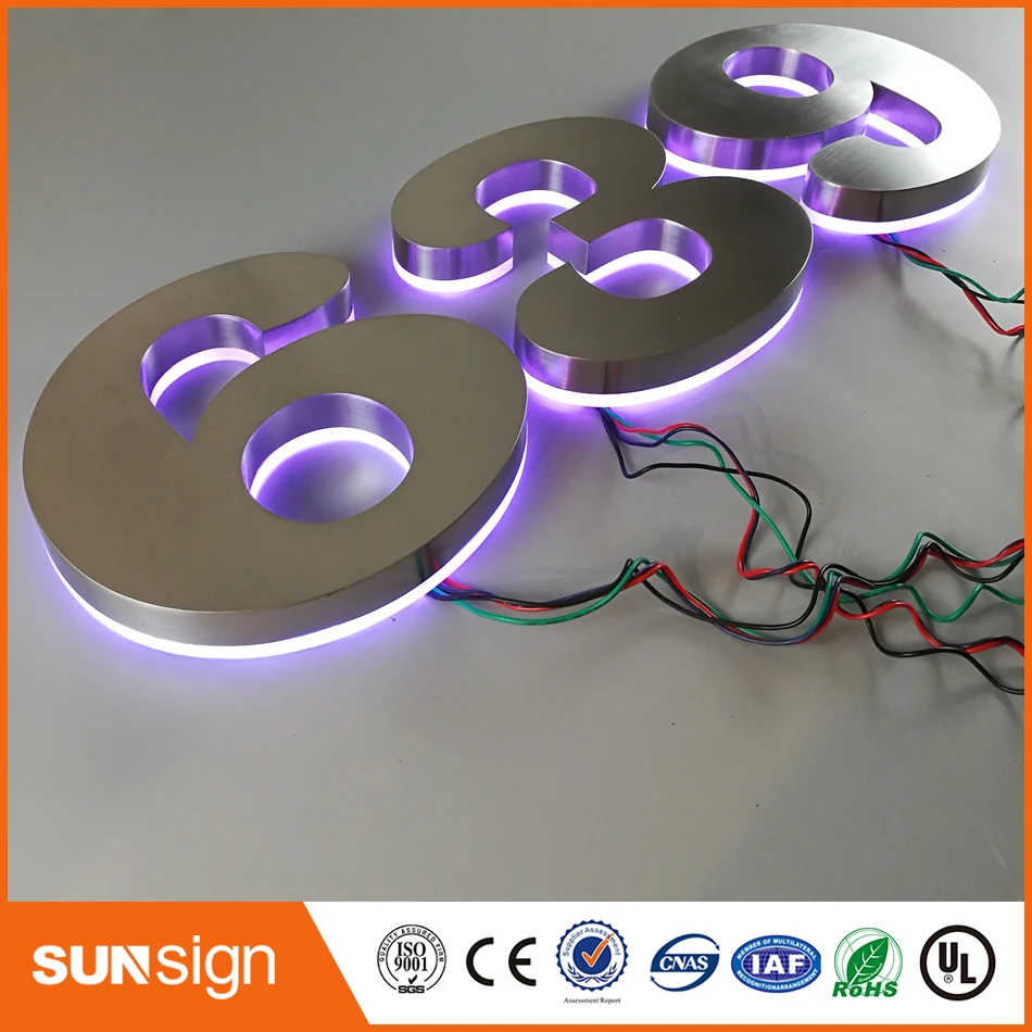 H 30Cm Geschilderd Rvs Backlit Bewegwijzering Letters Led 3D Verlichte Doosletters Borden Voor Club