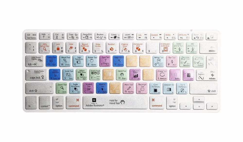 50X Adobe Illustrator AI Keyboard Cover Shortcut Printed Cover for MacBook Air Pro Retina 13