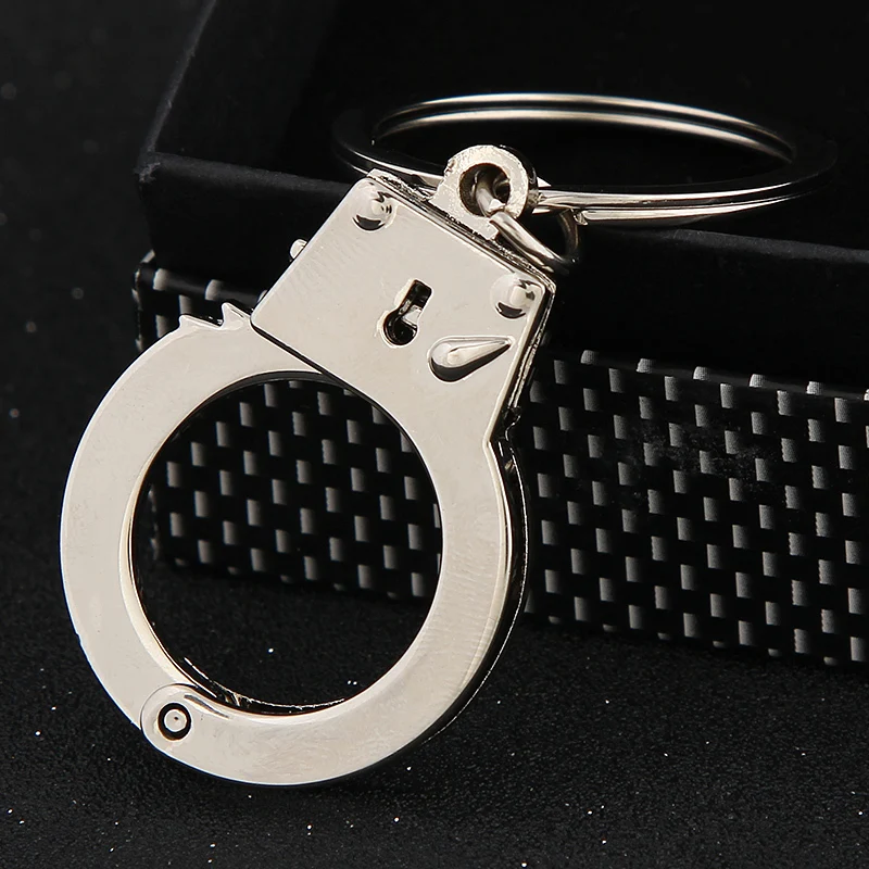 keychain!Casual Fashion couple Handcuffs Key Chains Ring Creative car metal key holder Souvenir for men gift