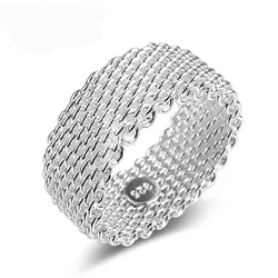 Fashion Ring Silver plated color Jewelry Woven Mesh Belt Reticulocyte Rings For Women Anillos Mujer Bague Anel Bague Aneis