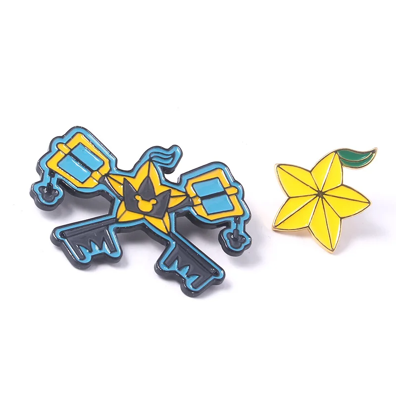 Game Kingdom Hearts Sora Keyblade Badge Brooches Paopu Fruit Enamel Pins Brooch for Women Men Lapel Pin Jeans Shirt Jewelry