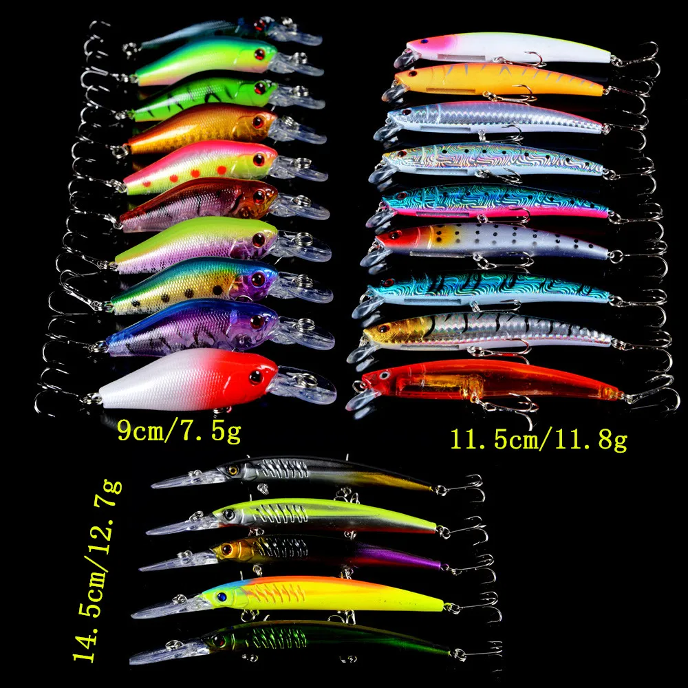 

25pcs/Lot High Quality Fishing Lures 3 Models Minnow Lure Mix Artificial Fishing Wobbler Fishing Tackle select 25 Color Bait