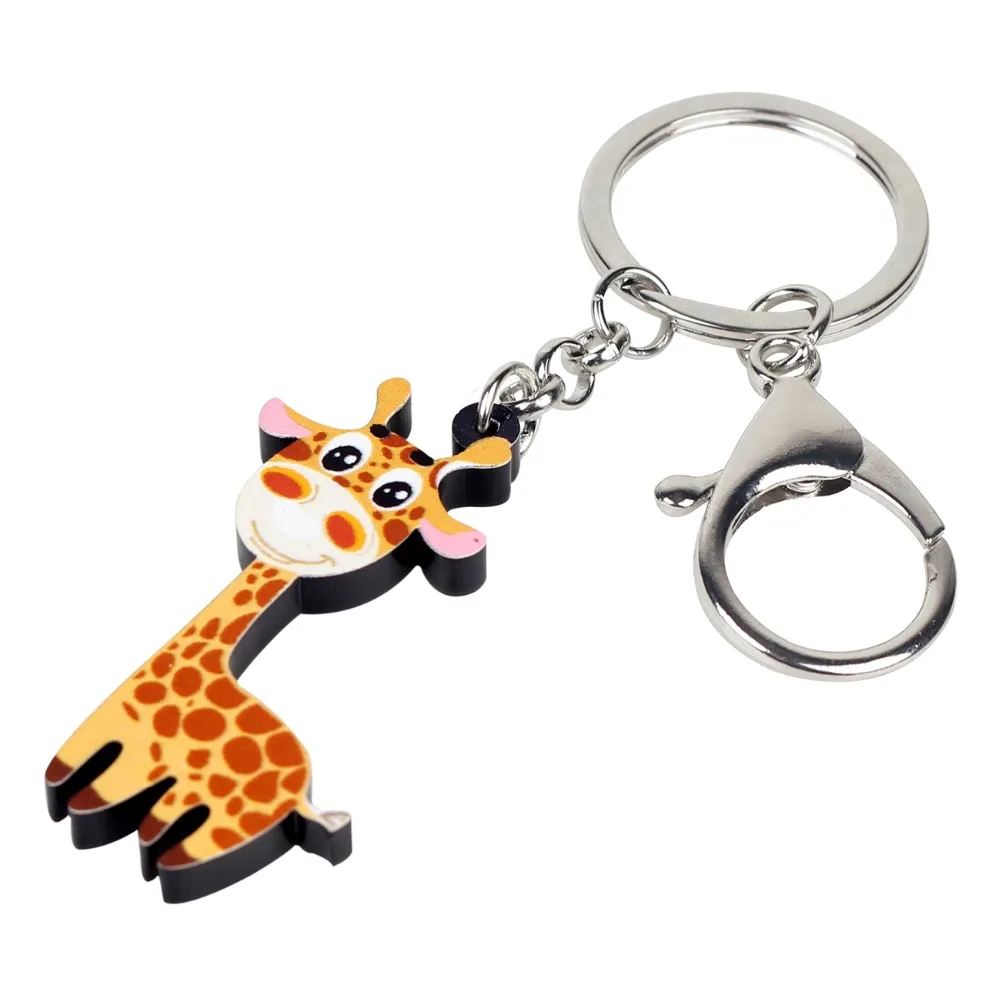 Bonsny Acrylic Sweet Smile Giraffe Key Chains Keychain Rings Anime Jewelry For Women Girls Teen Gift Pendant Handbag Car Charms