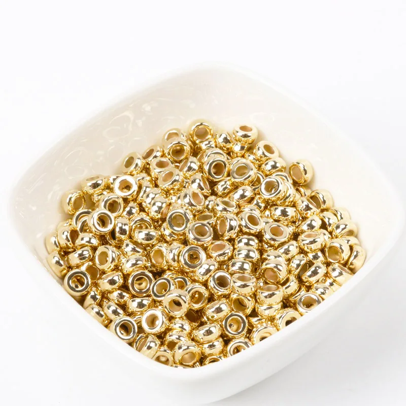 6x3mm 100pcs Gold CCB Round Big hole Seed Spacer Loose Beads For Jewelry making DIY KL141